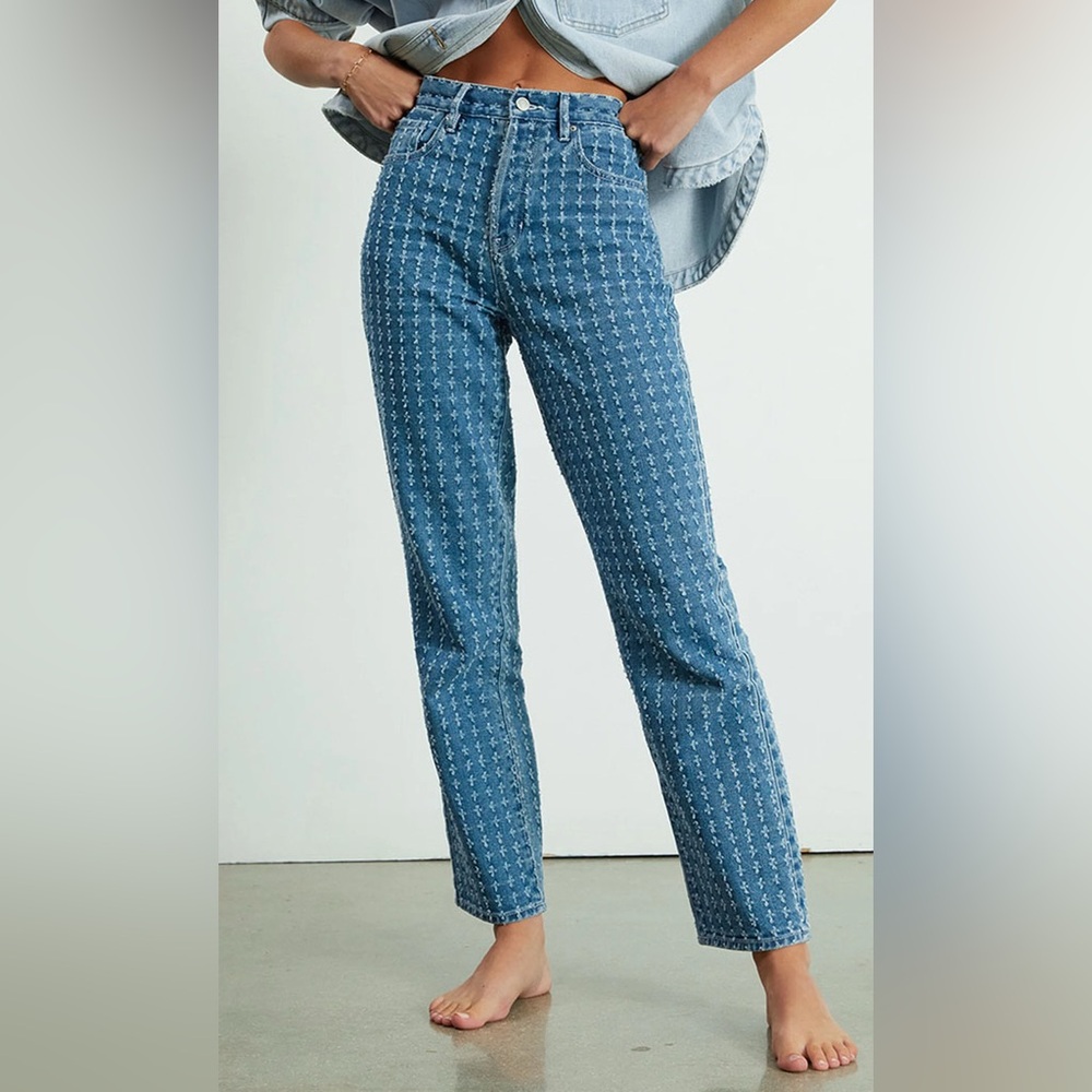 PacSun High Rise Dad Jean Blue Patterned